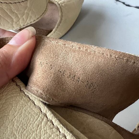 Pedro Garcia Cream Leather Cut Out Peep Toe Slingback Heels Size 38.5 - Picture 12 of 12